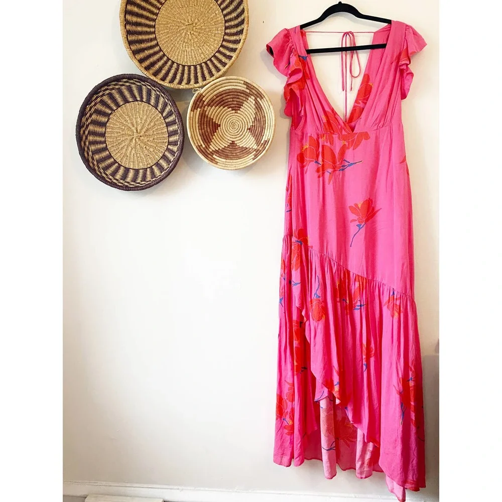 Free People Pink Floral Ruffle Maxi Dress - Picture 2 of 5